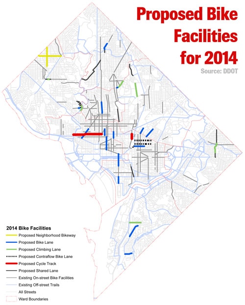 DDOT's proposed bike facilities for 2014
