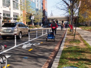 Trails tours featured the new protected bike lane on M St NE