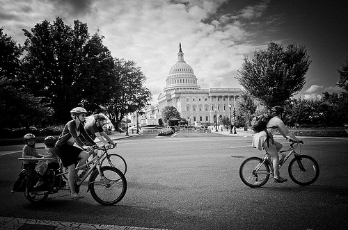 General WABA - Bikes in front of Capitol B&W