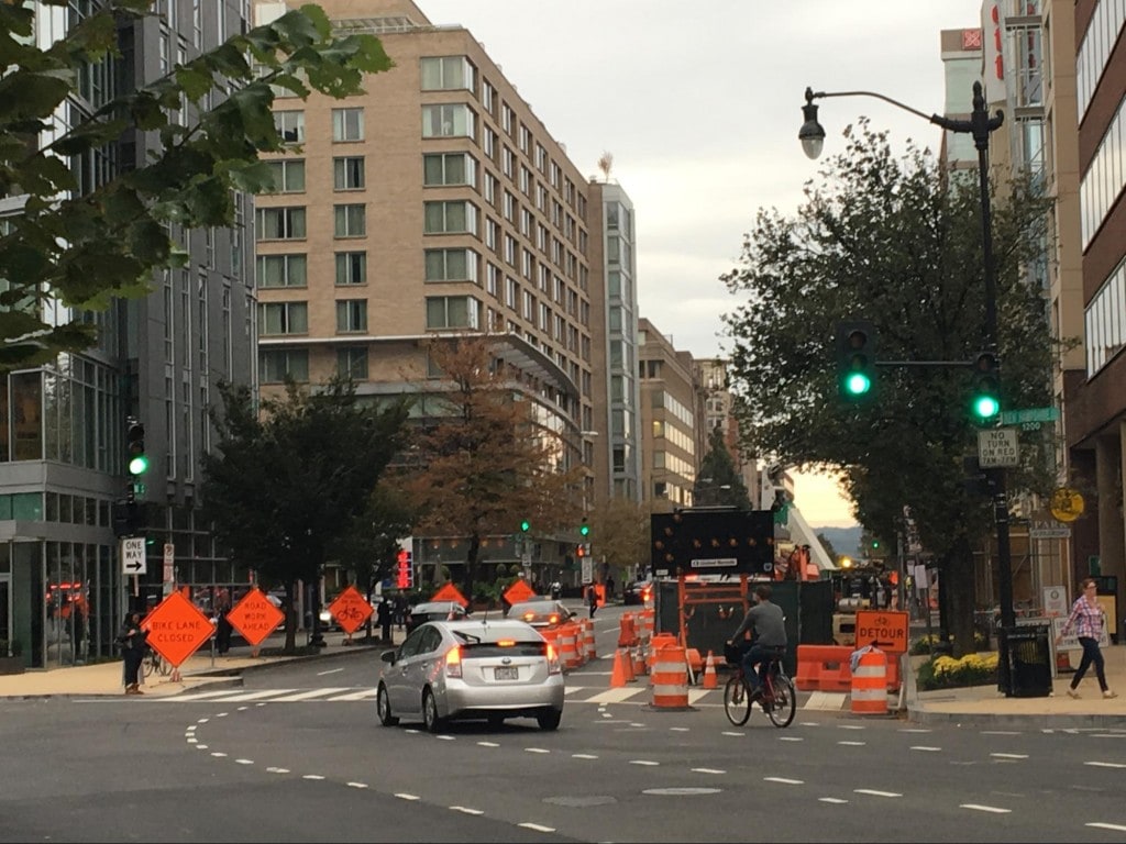 M St. Protected Bikeway and New Hampshire St. NW - two Blocks from 20th St. NW closure