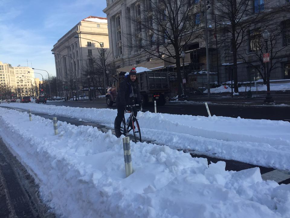 The Pennsylvania Ave cycletrack this morning. 