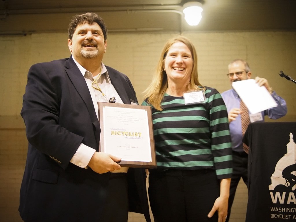 Accepting the Public Leadership Award on behalf of the County is Mr. Vic Wiessberg, Special Assistant at Prince George's County Department of Public Works and Transportation.
