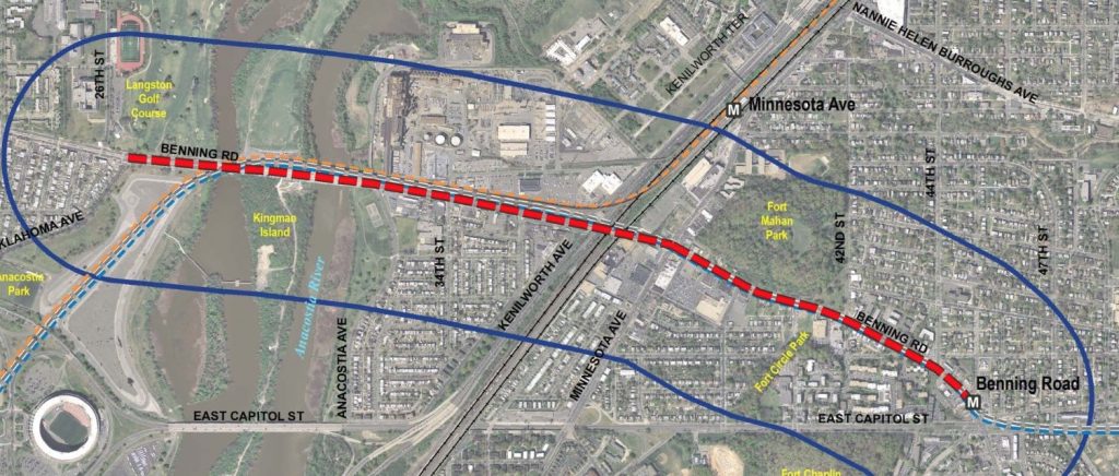 Map of the proposed streetcar extension. Image from DDOT.